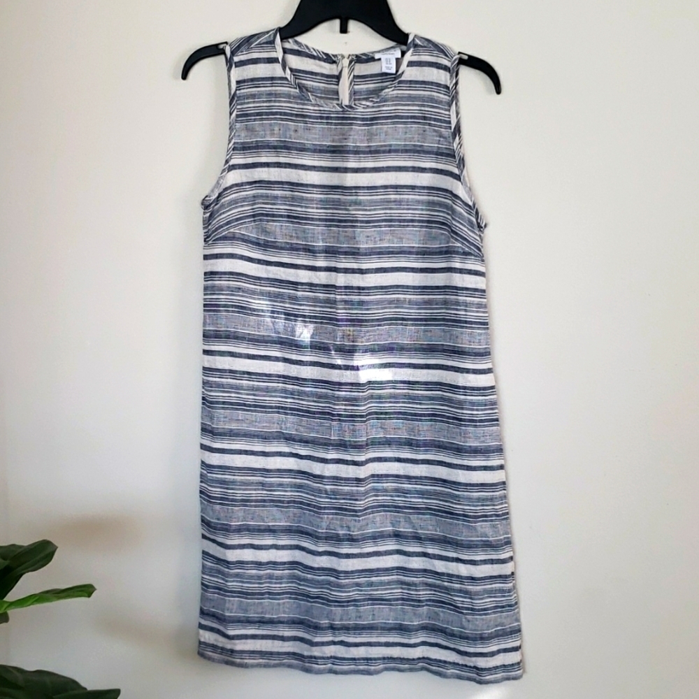 Kenar 100% linen sleeveless striped dress, Sz 4.
